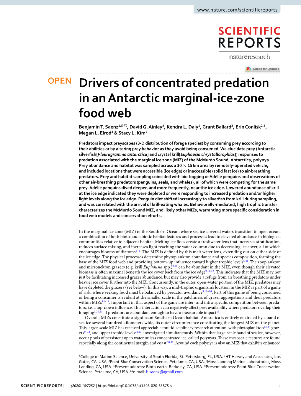 Drivers of Concentrated Predation in an Antarctic Marginal-Ice-Zone Food Web Benjamin T