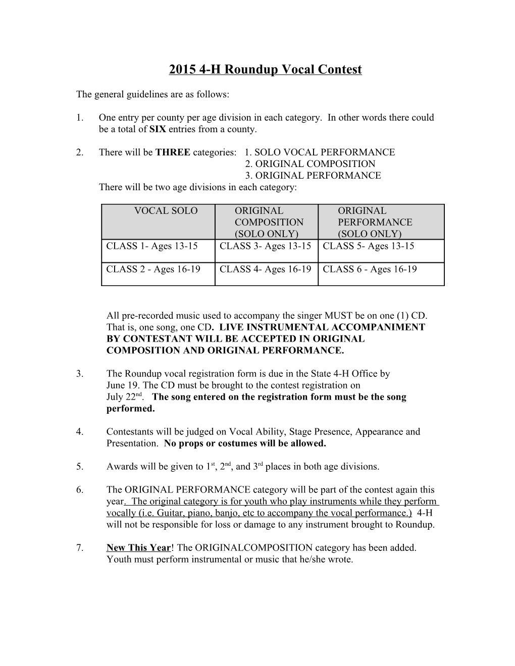 2015 4-H Roundup Vocal Contest