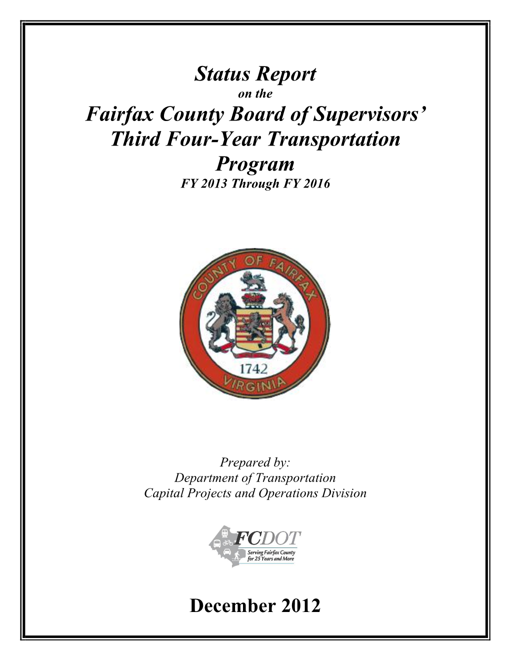 Fairfax County Board of Supervisors' Third Four-Year Transportation