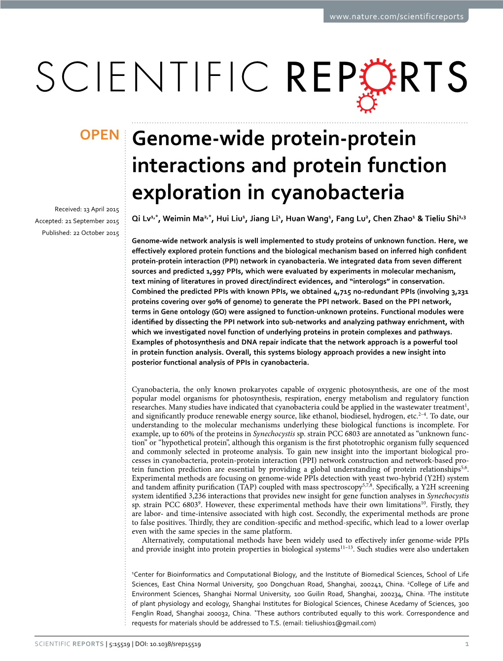Genome-Wide Protein-Protein Interactions and Protein Function