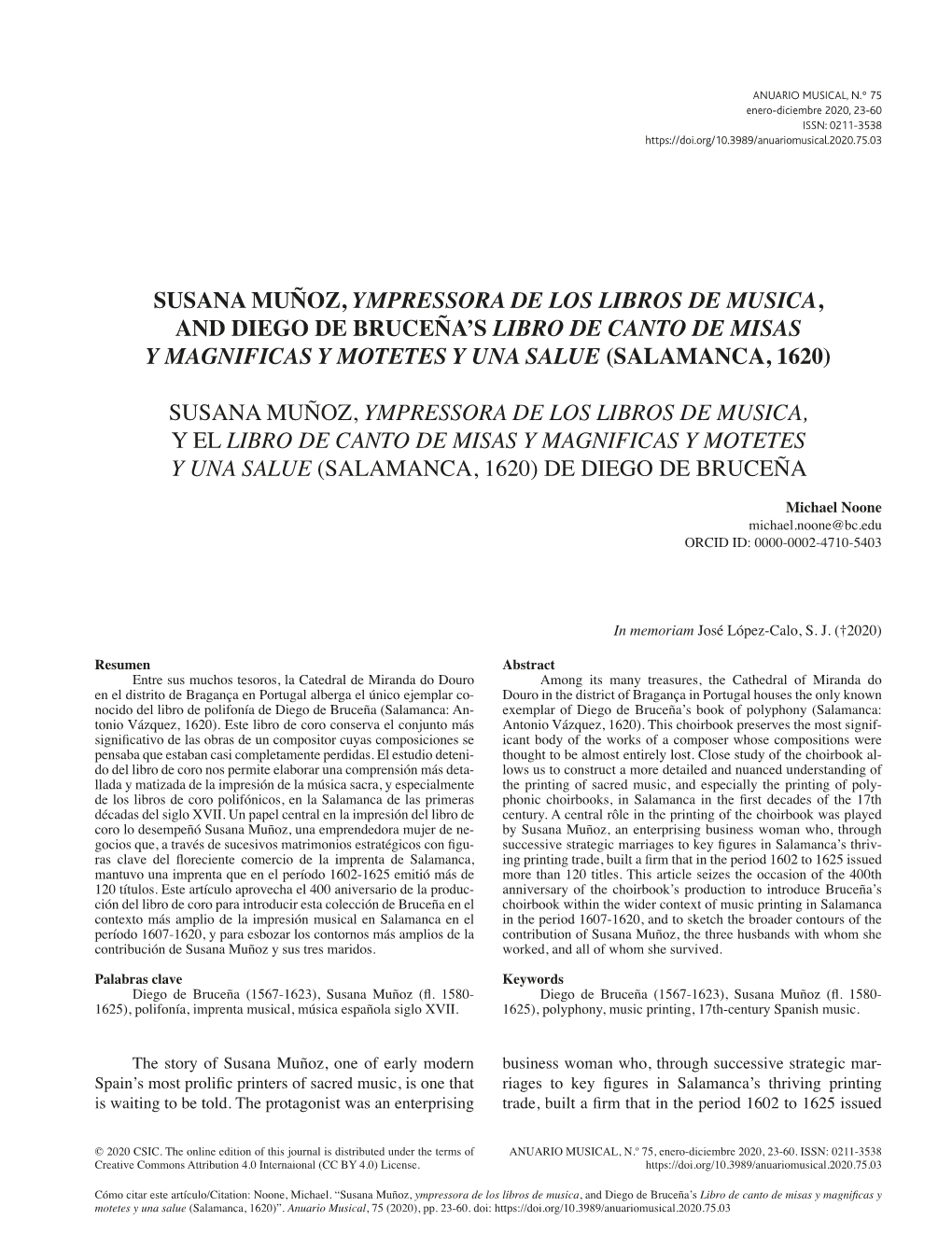 Susana Muñoz, Ympressora De Los Libros De Musica, and Diego De Bruceña’S Libro De Canto De Misas Y Magnificas Y Motetes Y Una Salue (Salamanca, 1620)