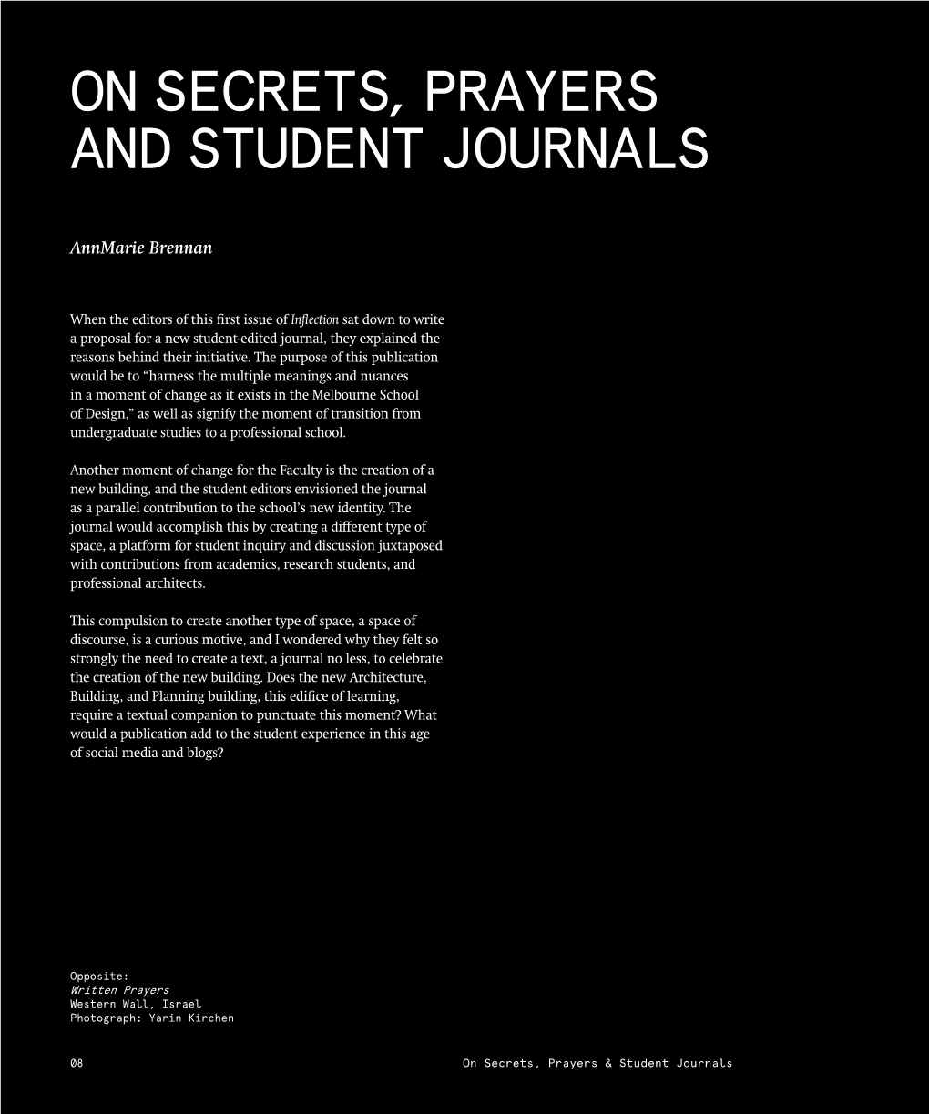 On Secrets, Prayers and Student Journals