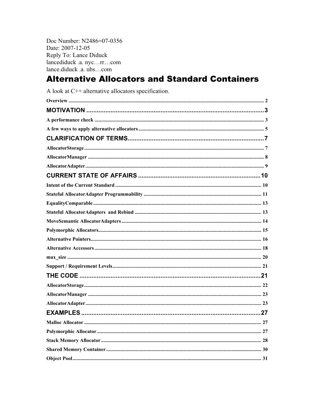 Alternative Allocators and C++ Standard Containers