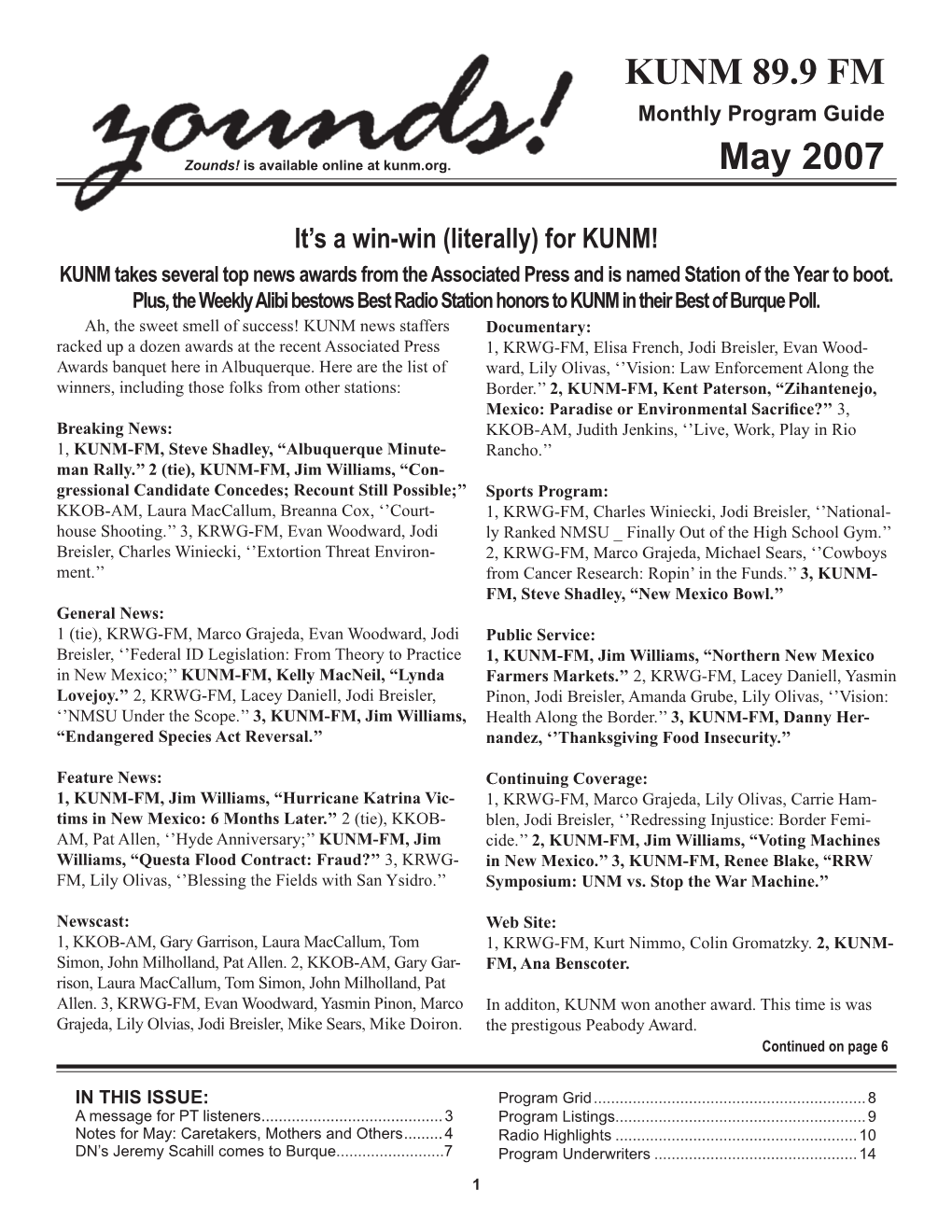 KUNM 89.9 FM May 2007