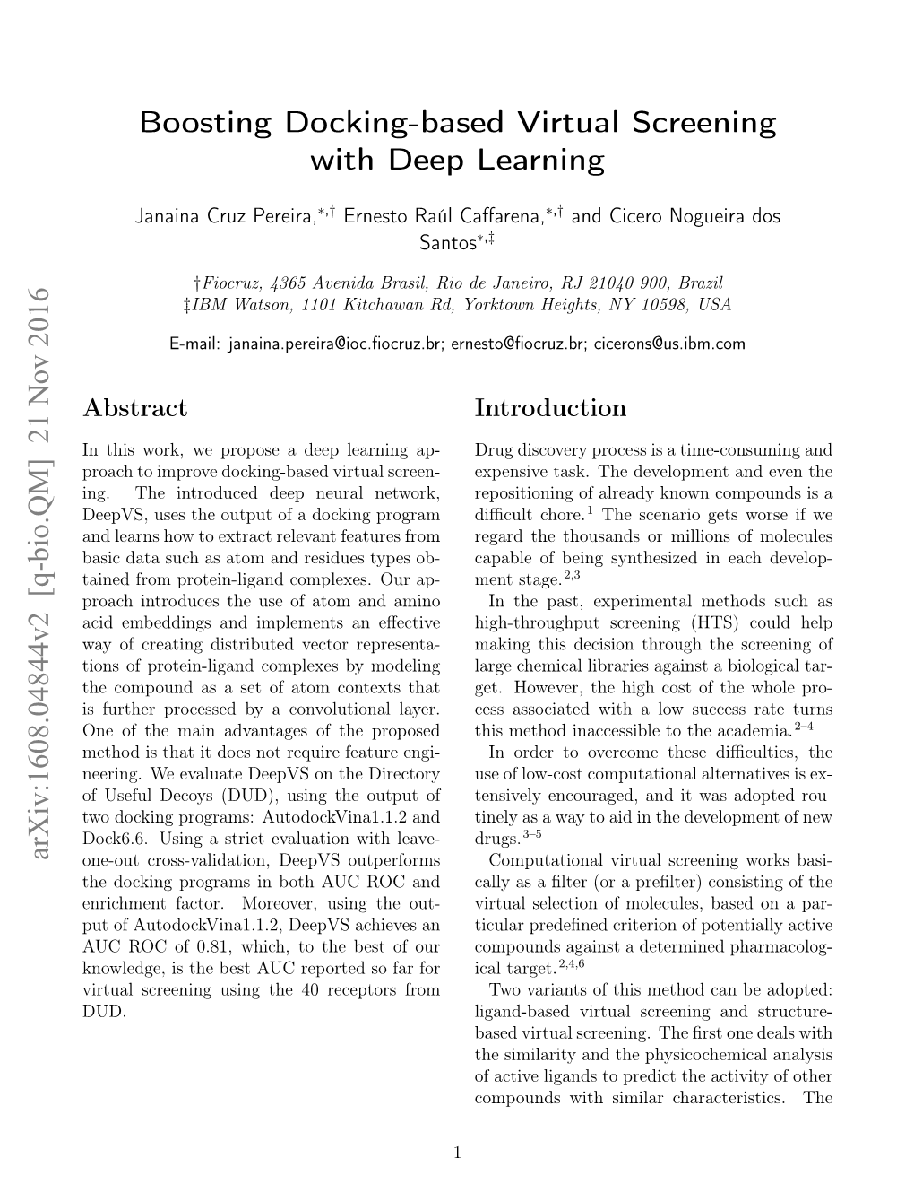 Boosting Docking-Based Virtual Screening with Deep Learning