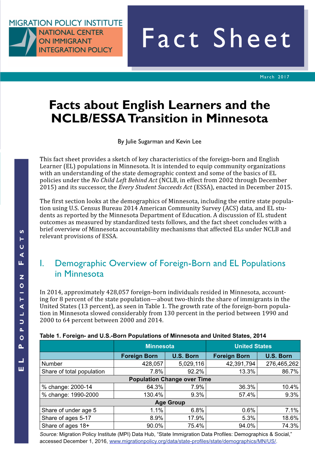 Facts About English Learners and the NCLB/ESSA Transition in Minnesota