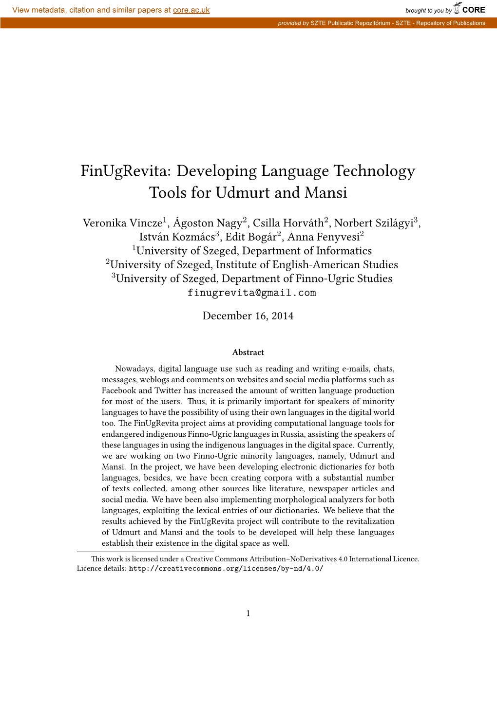 Developing Language Technology Tools for Udmurt and Mansi