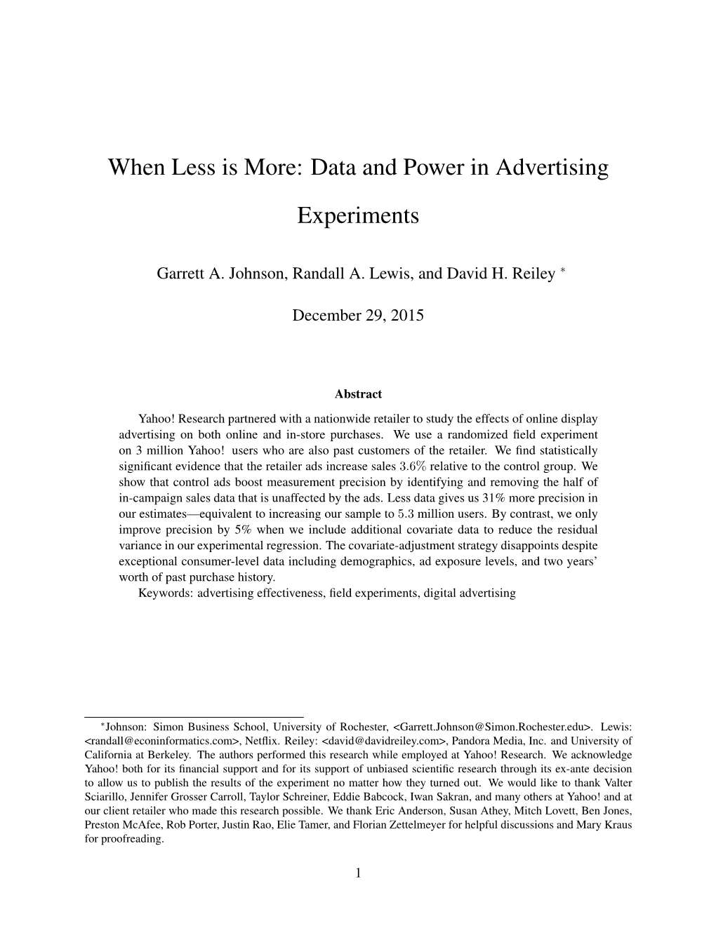 When Less Is More: Data and Power in Advertising Experiments