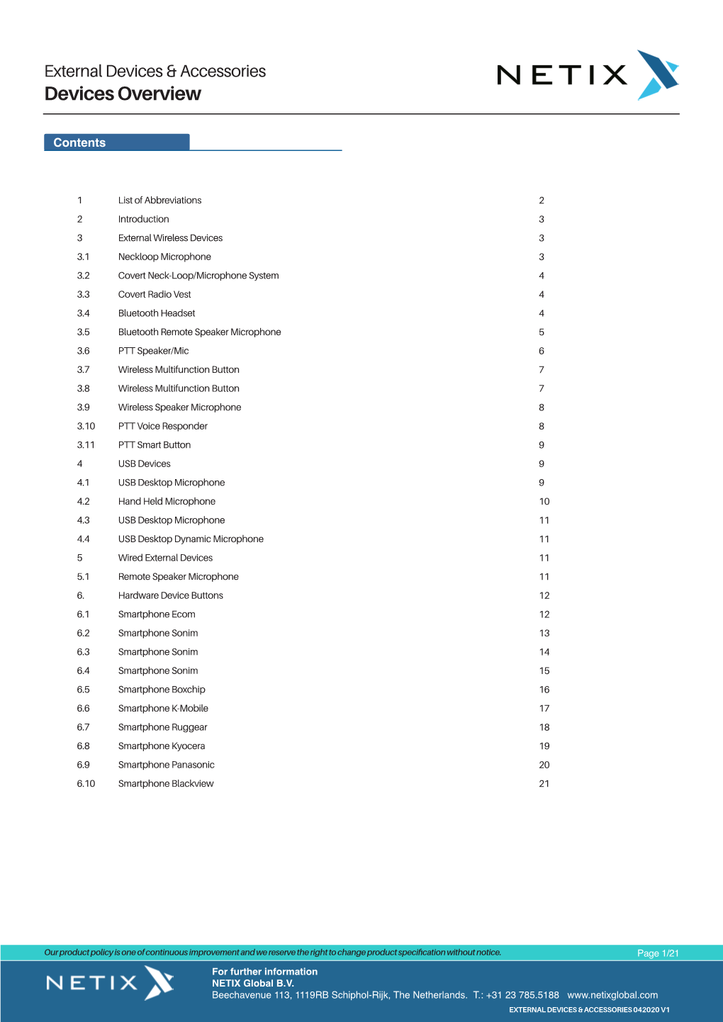 Devices Overview