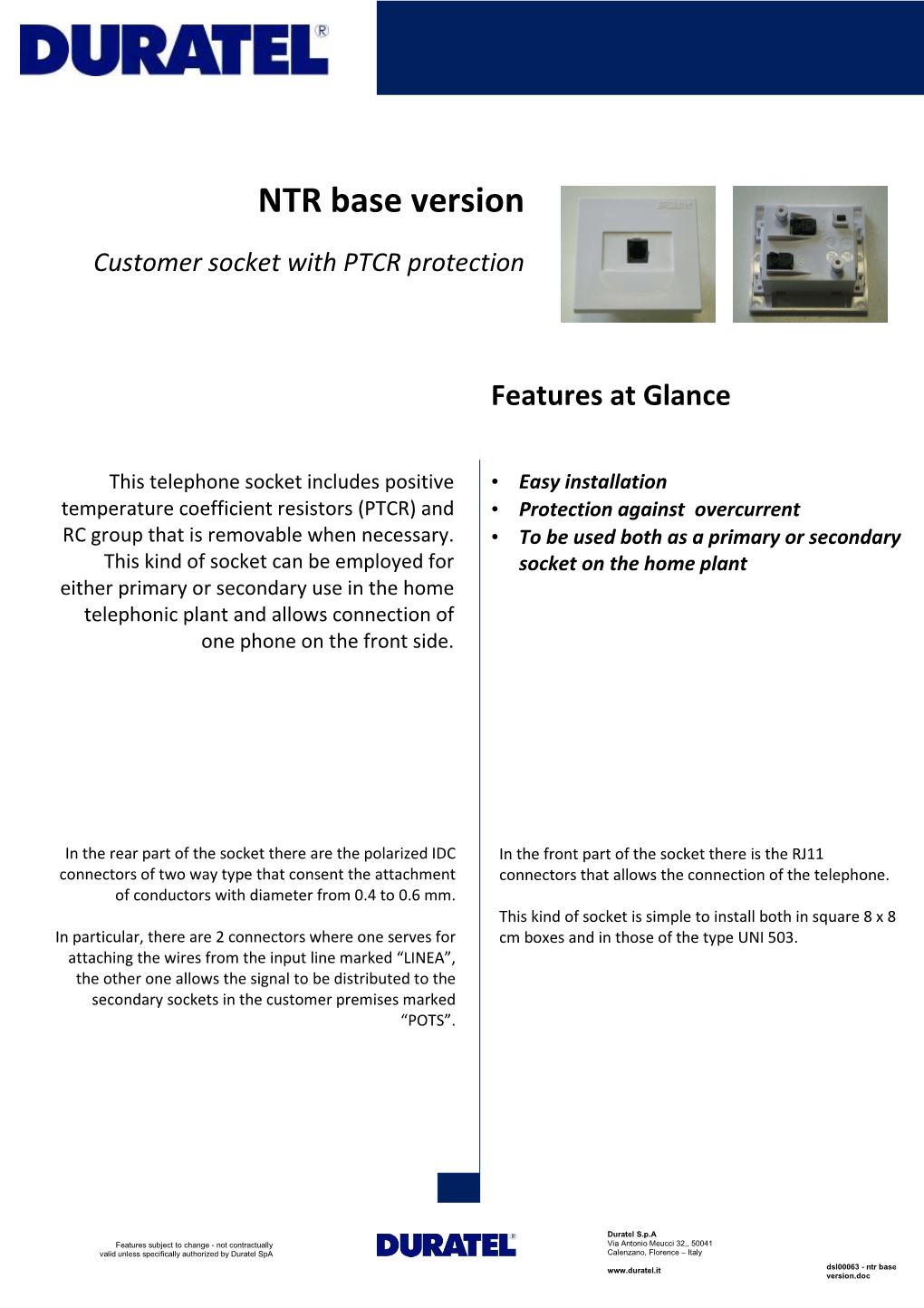 Dsl00063 - Ntr Base Version.Doc