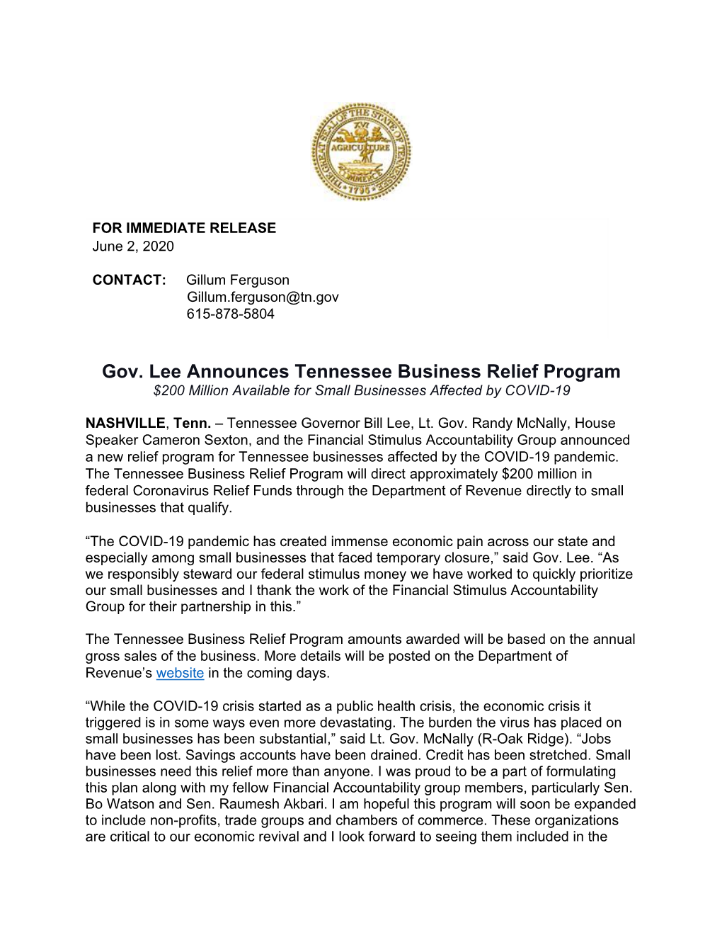 Tennessee Business Relief Program $200 Million Available for Small Businesses Affected by COVID-19