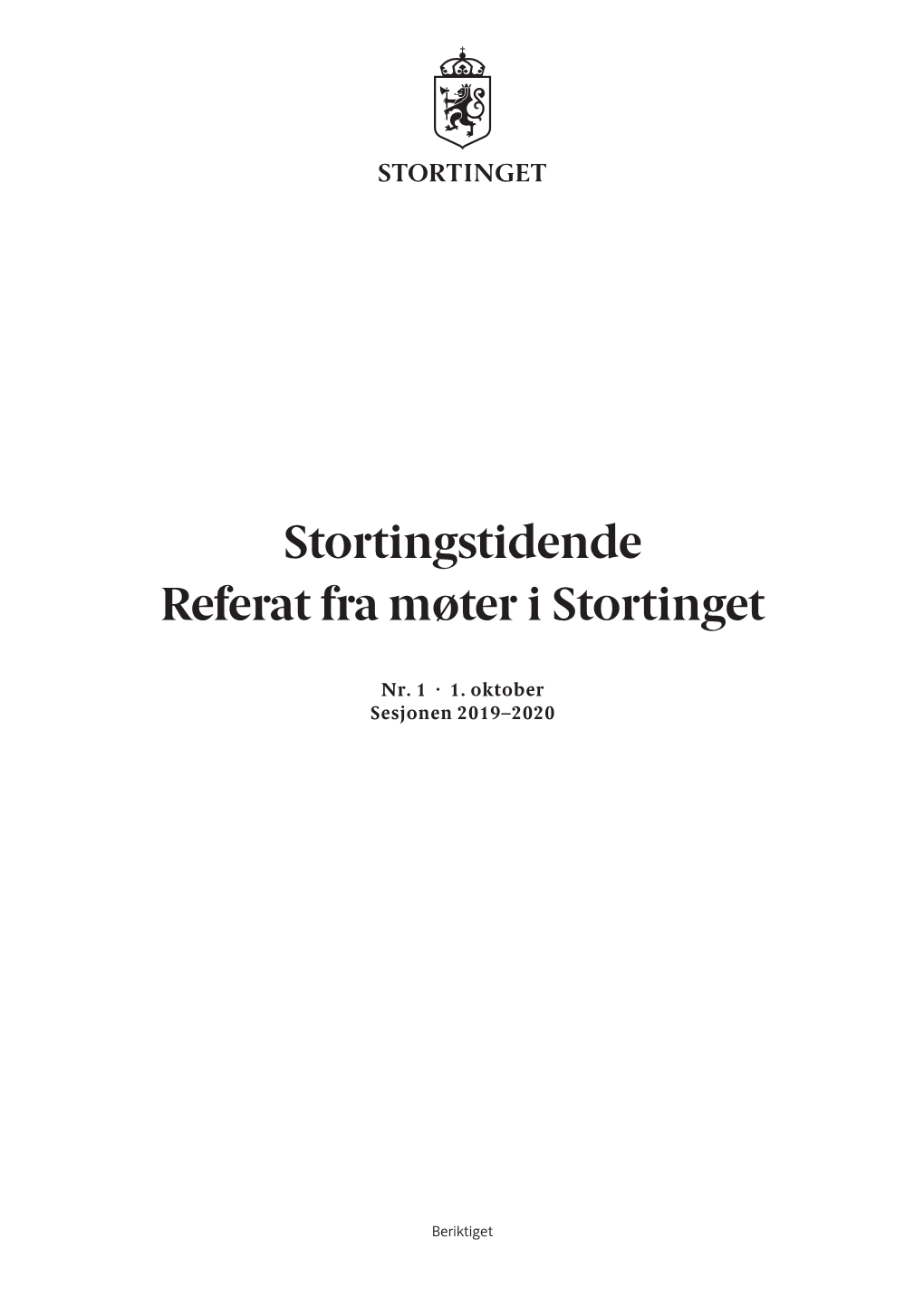 Stortingstidende Referat Fra Møter I Stortinget