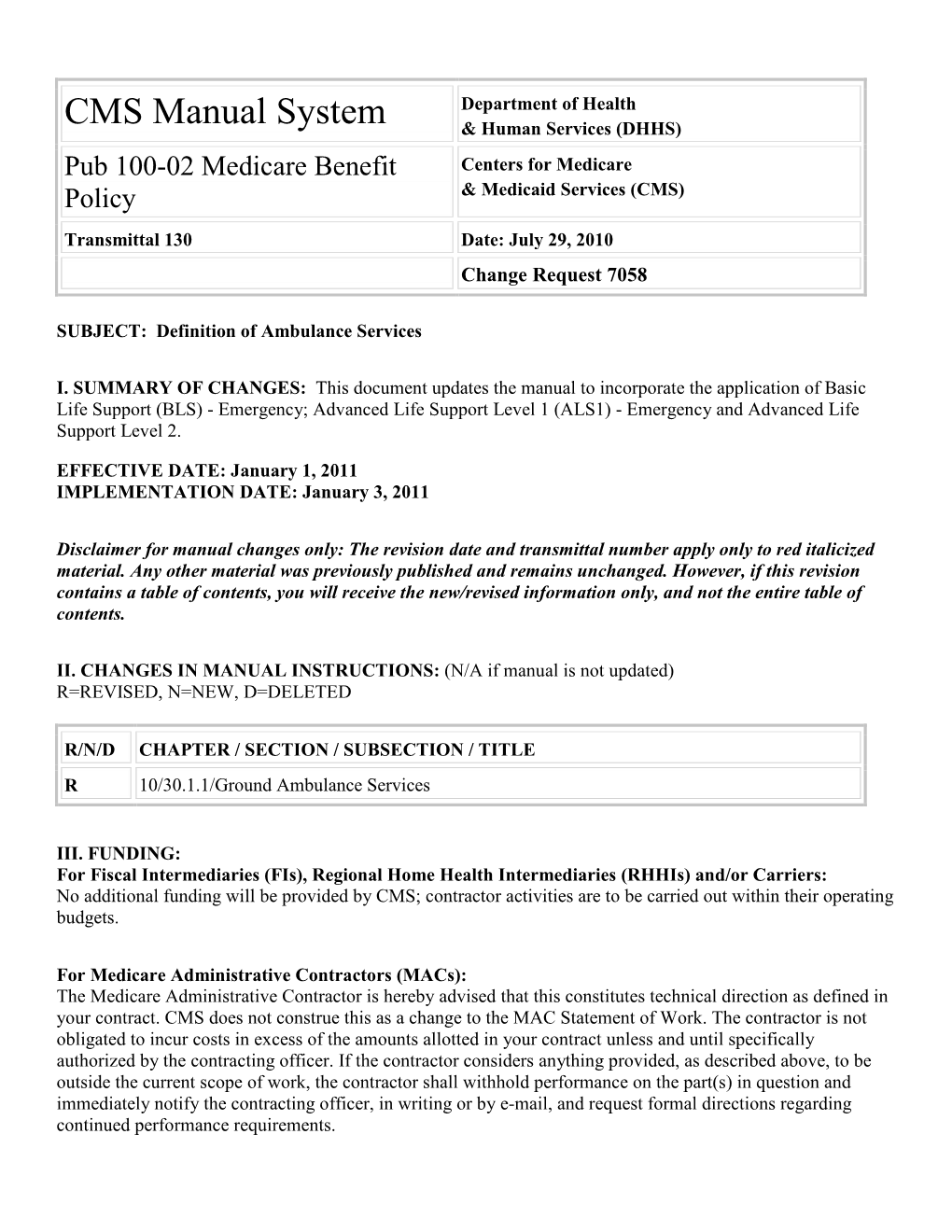 Pub 100-02 Medicare Benefit Policy