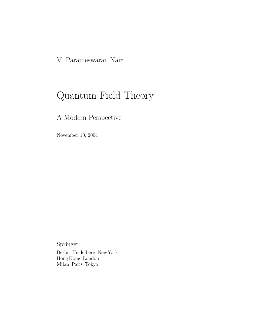 Quantum Field Theory