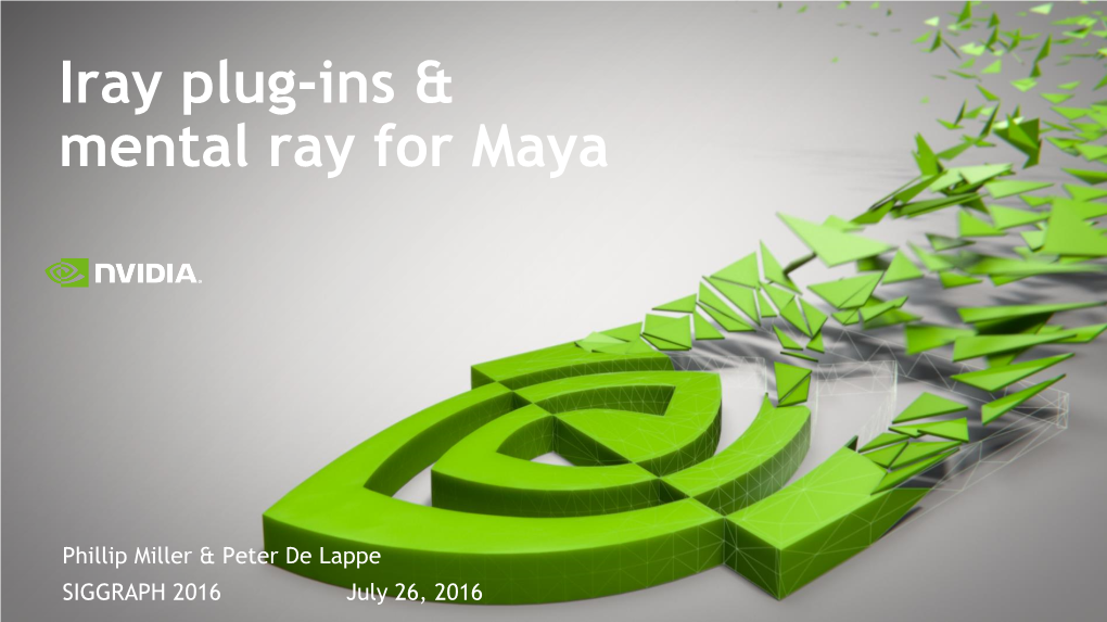 Iray Plug-Ins & Mental Ray for Maya