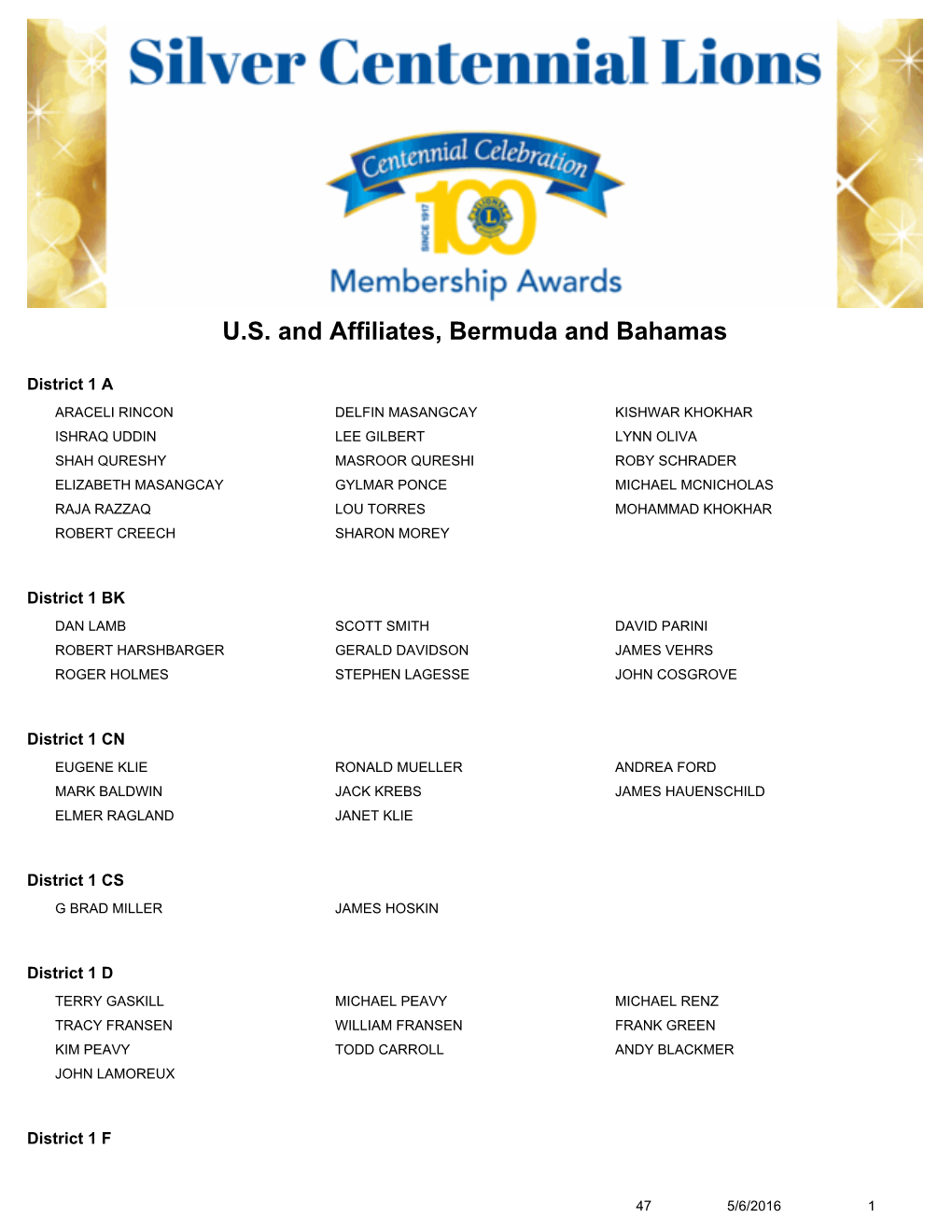 U.S. and Affiliates, Bermuda and Bahamas