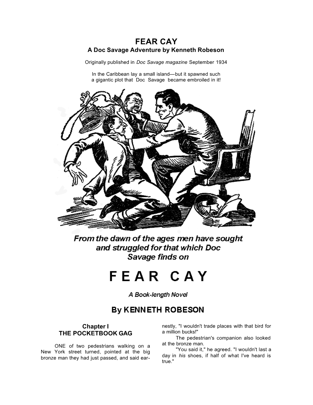 FEAR CAY a Doc Savage Adventure by Kenneth Robeson