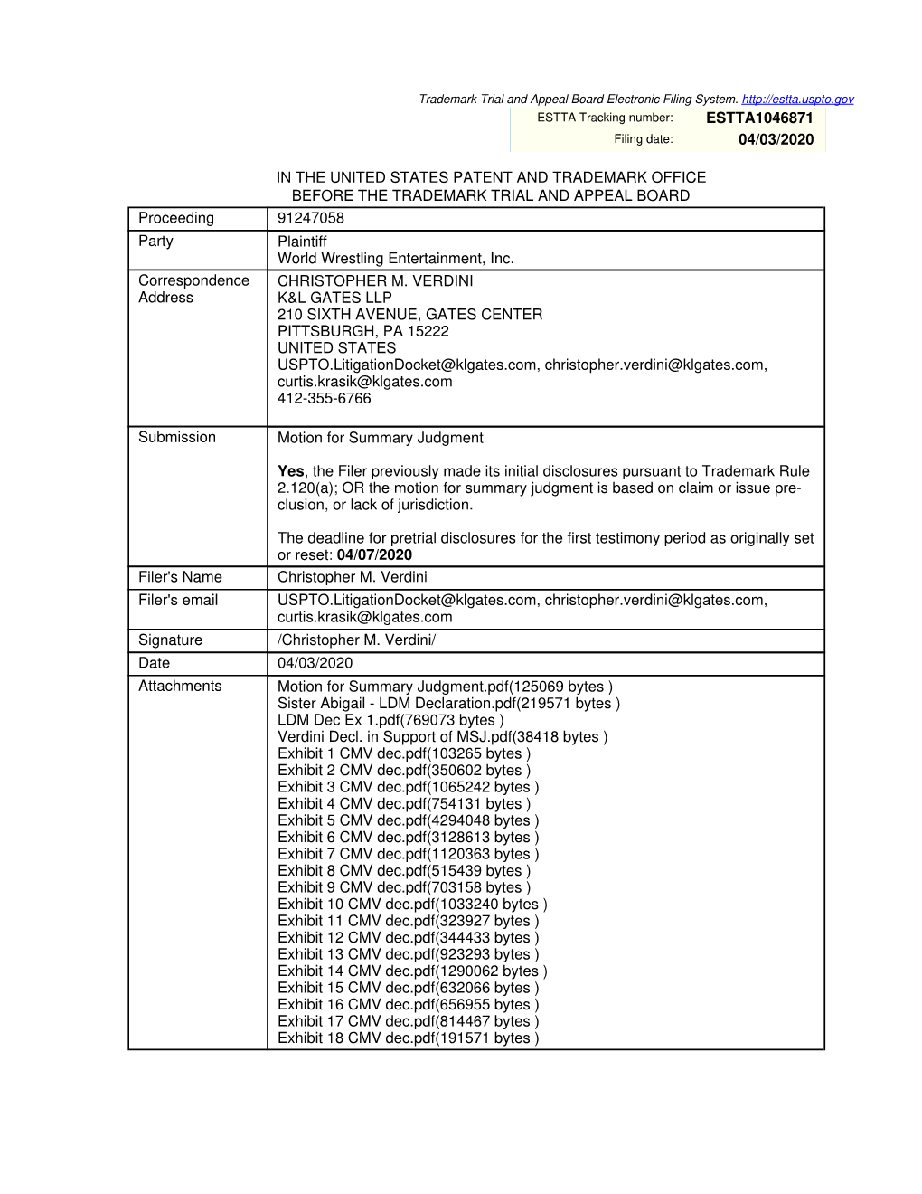 Estta1046871 04/03/2020 in the United States Patent And