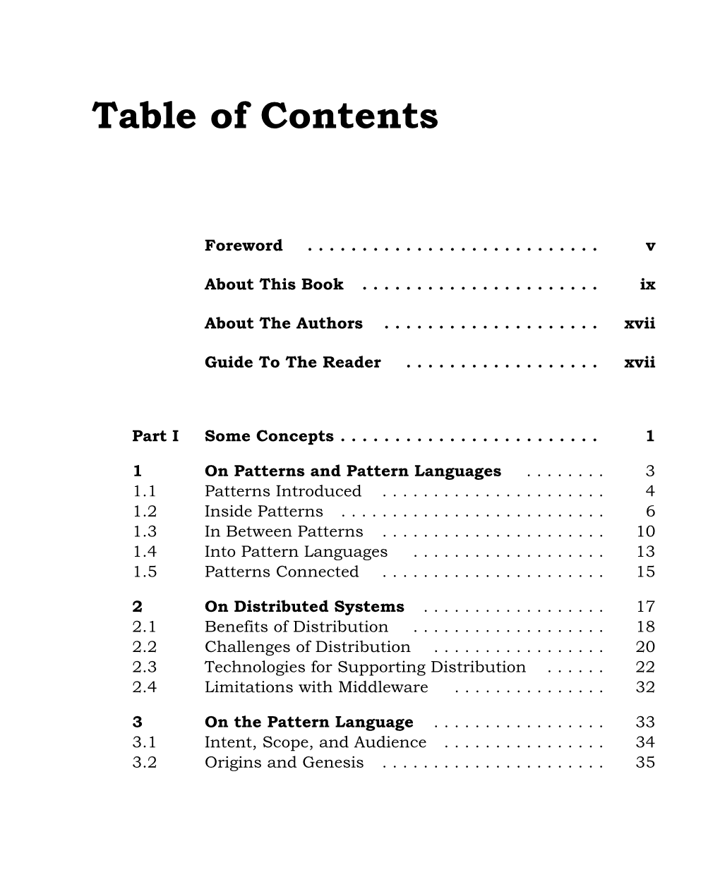 Table of Contents