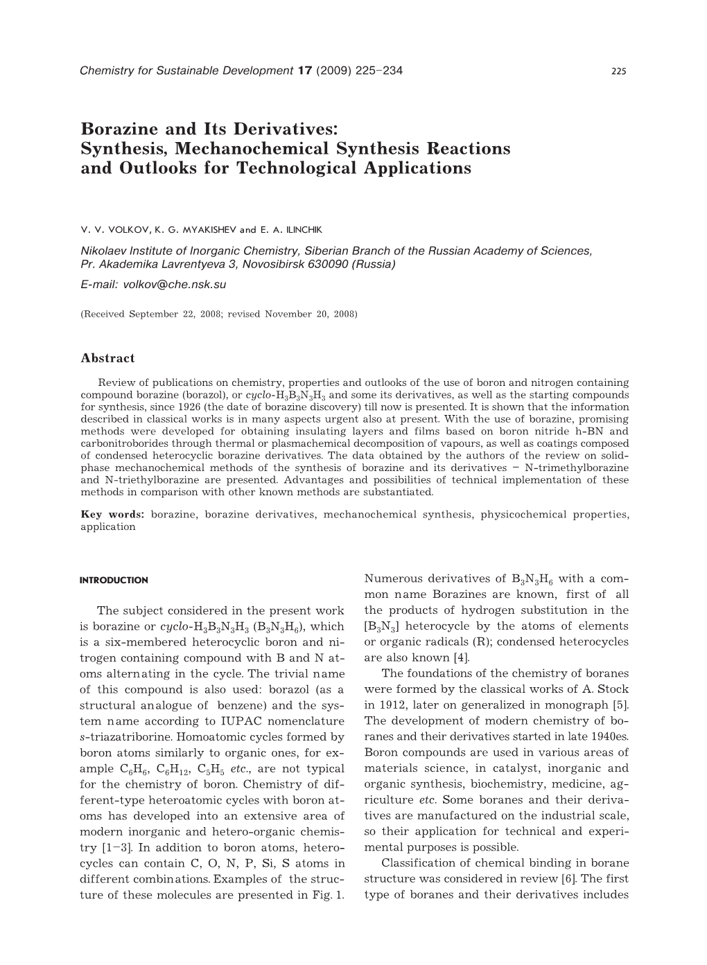 Borazine and Its Derivatives: Synthesis, Mechanochemical Synthesis Reactions and Outlooks for Technological Applications