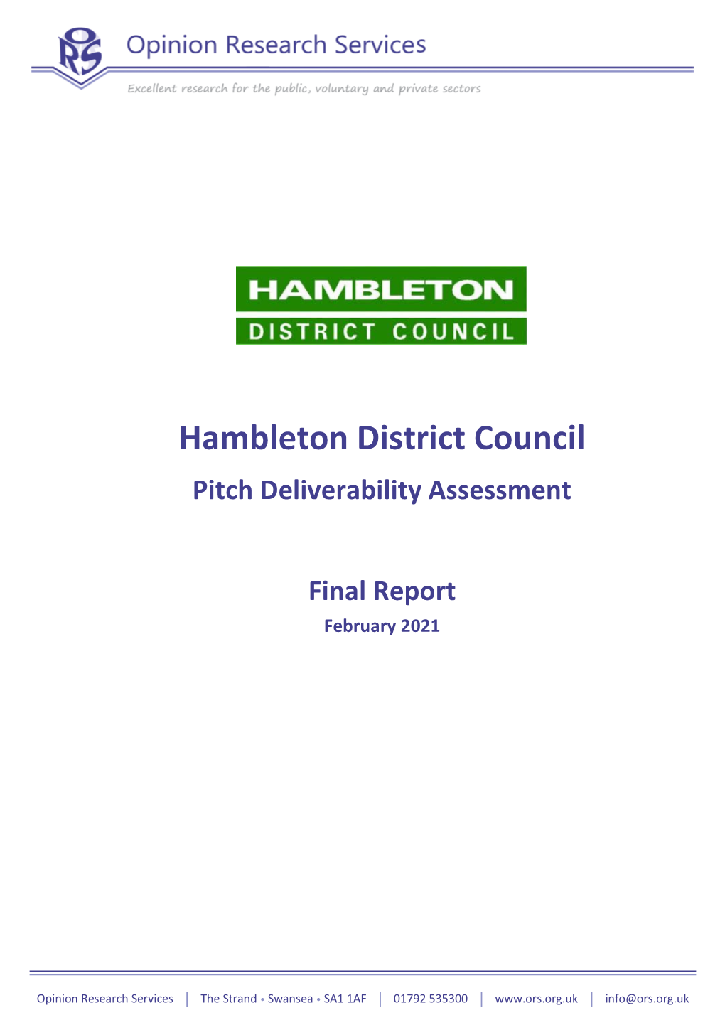 Hambleton District Council Pitch Deliverability Assessment
