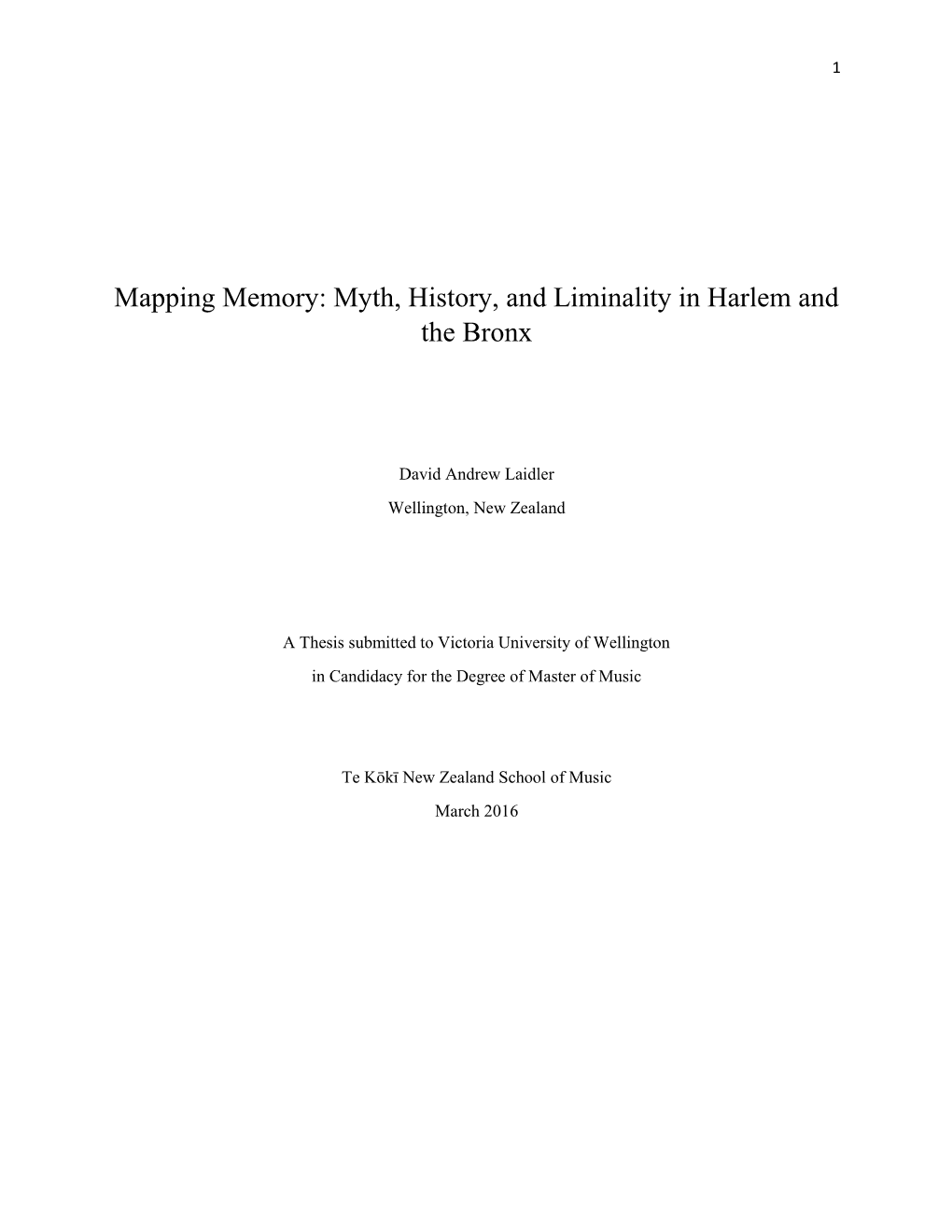 Myth, History, and Liminality in Harlem and the Bronx