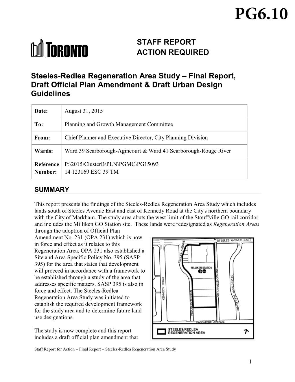 Steeles-Redlea Regeneration Area Study – Final Report, Draft Official Plan Amendment & Draft Urban Design Guidelines