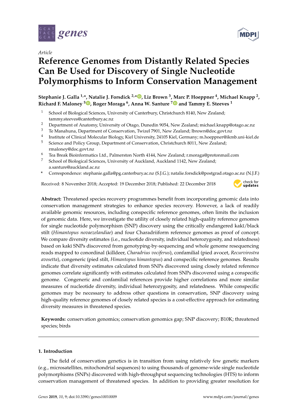 Reference Genomes from Distantly Related Species Can Be Used for Discovery of Single Nucleotide Polymorphisms to Inform Conservation Management