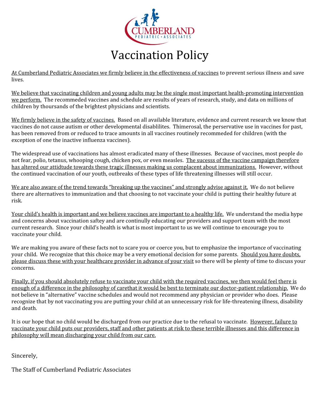 Vaccination Policy