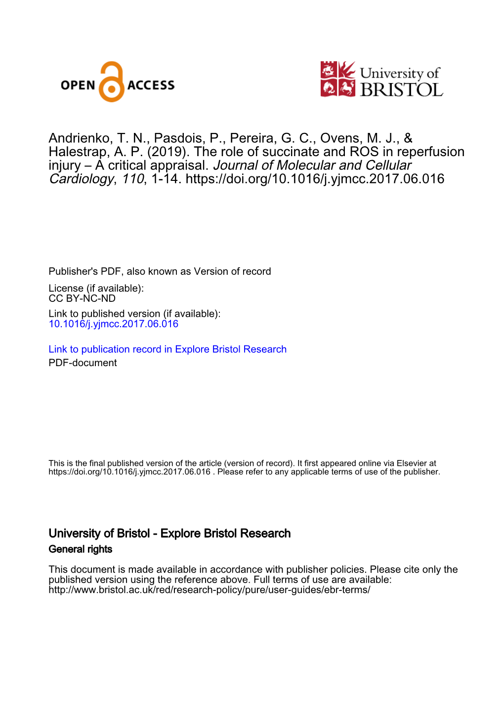 The Role of Succinate and ROS in Reperfusion Injury – a Critical Appraisal