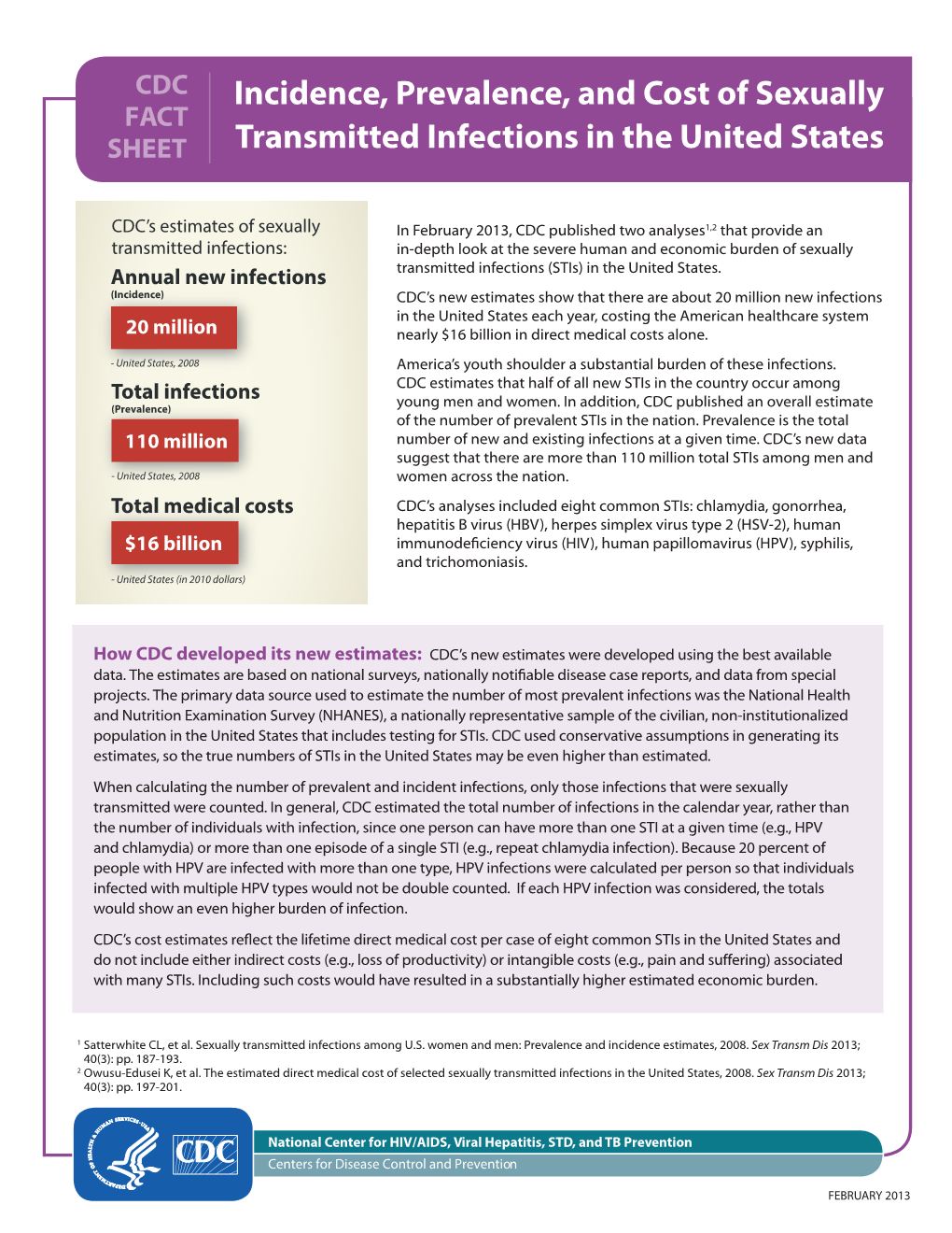 Estimates of Sexually Transmitted Infections in the United States, 2008