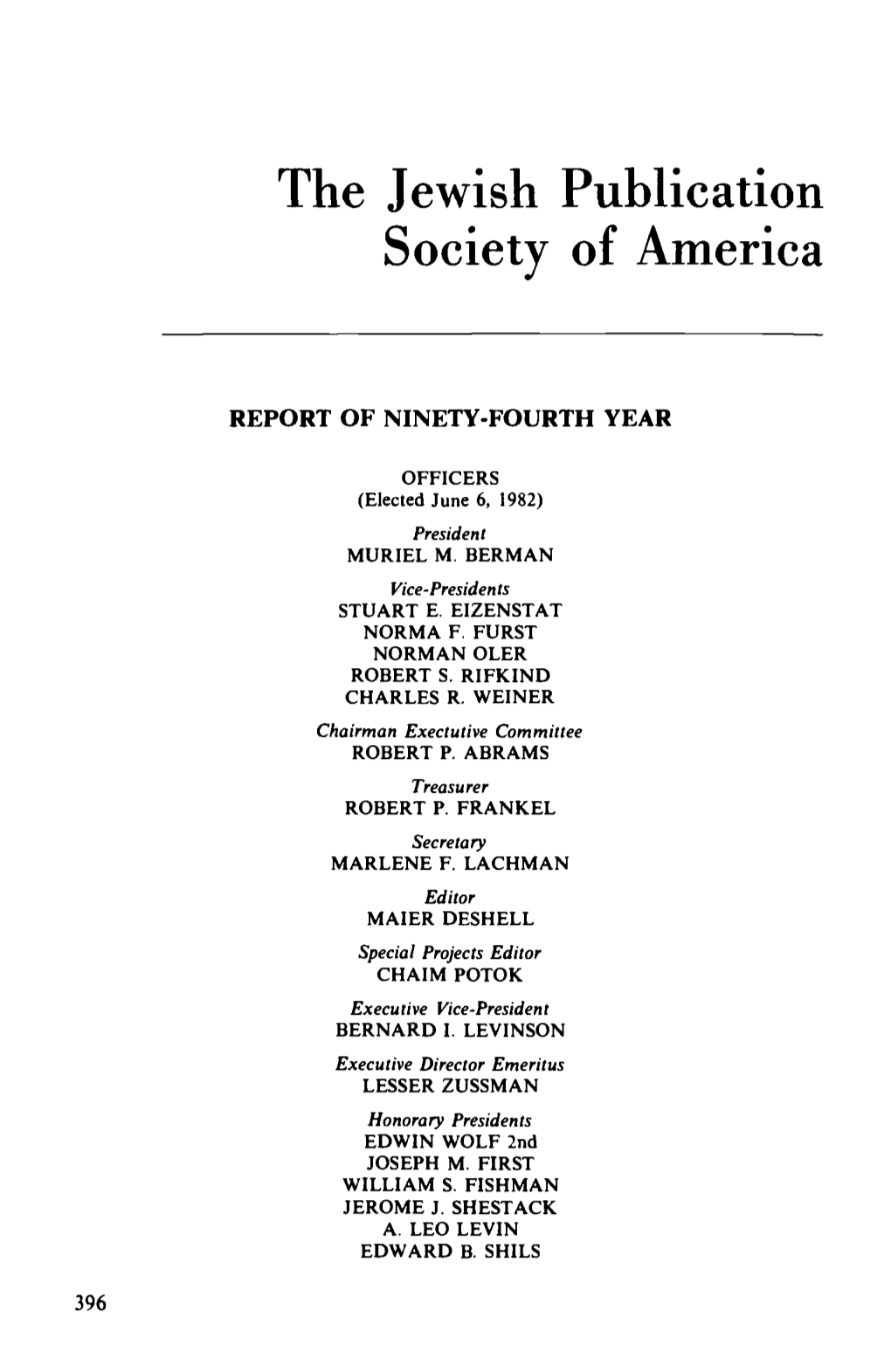 The Jewish Publication Society of America