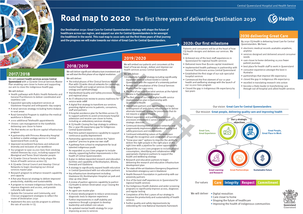 Road Map to 2020 the First Three Years of Delivering Destination 2030