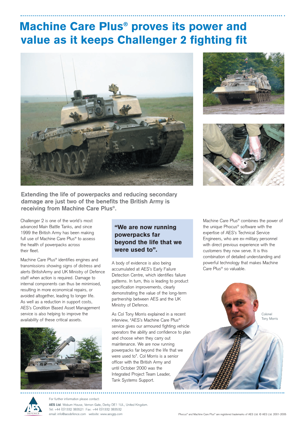 Machine Care Plus® Proves Its Power and Value As It Keeps Challenger 2 Fighting Fit