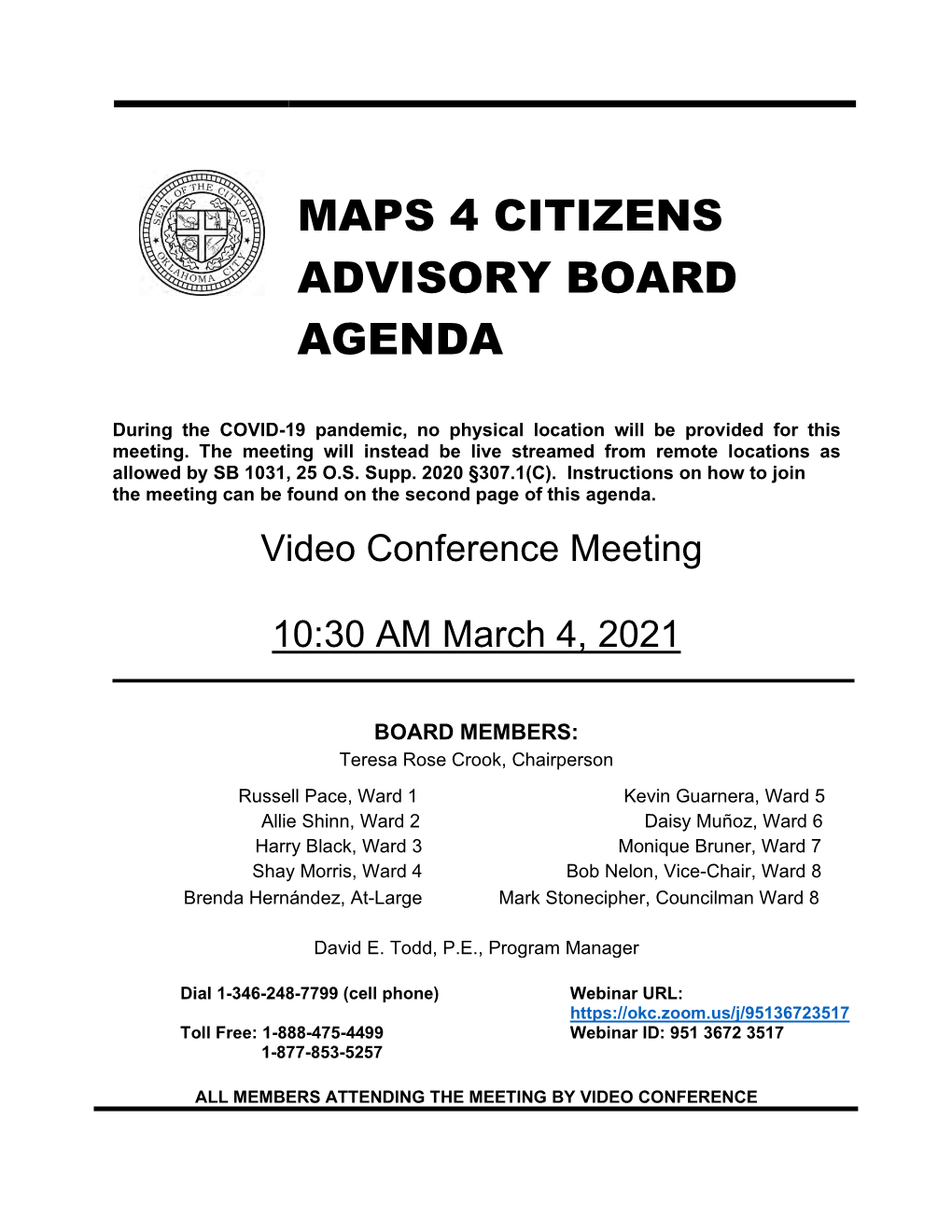 Maps 4 Citizens Advisory Board Agenda