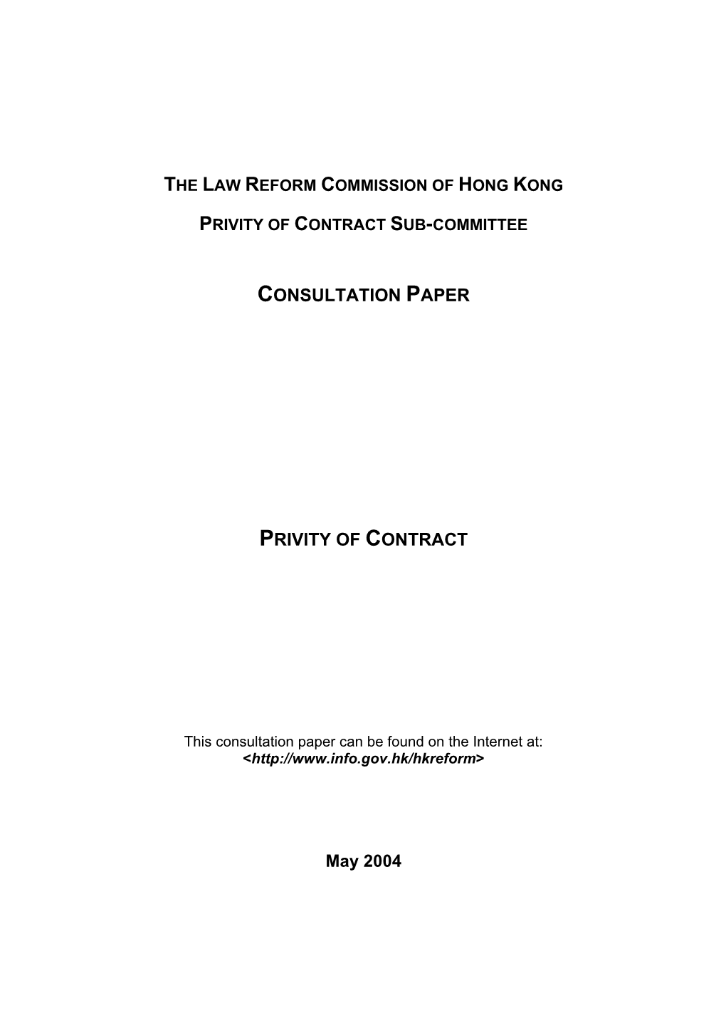 Privity of Contract Sub-Committee