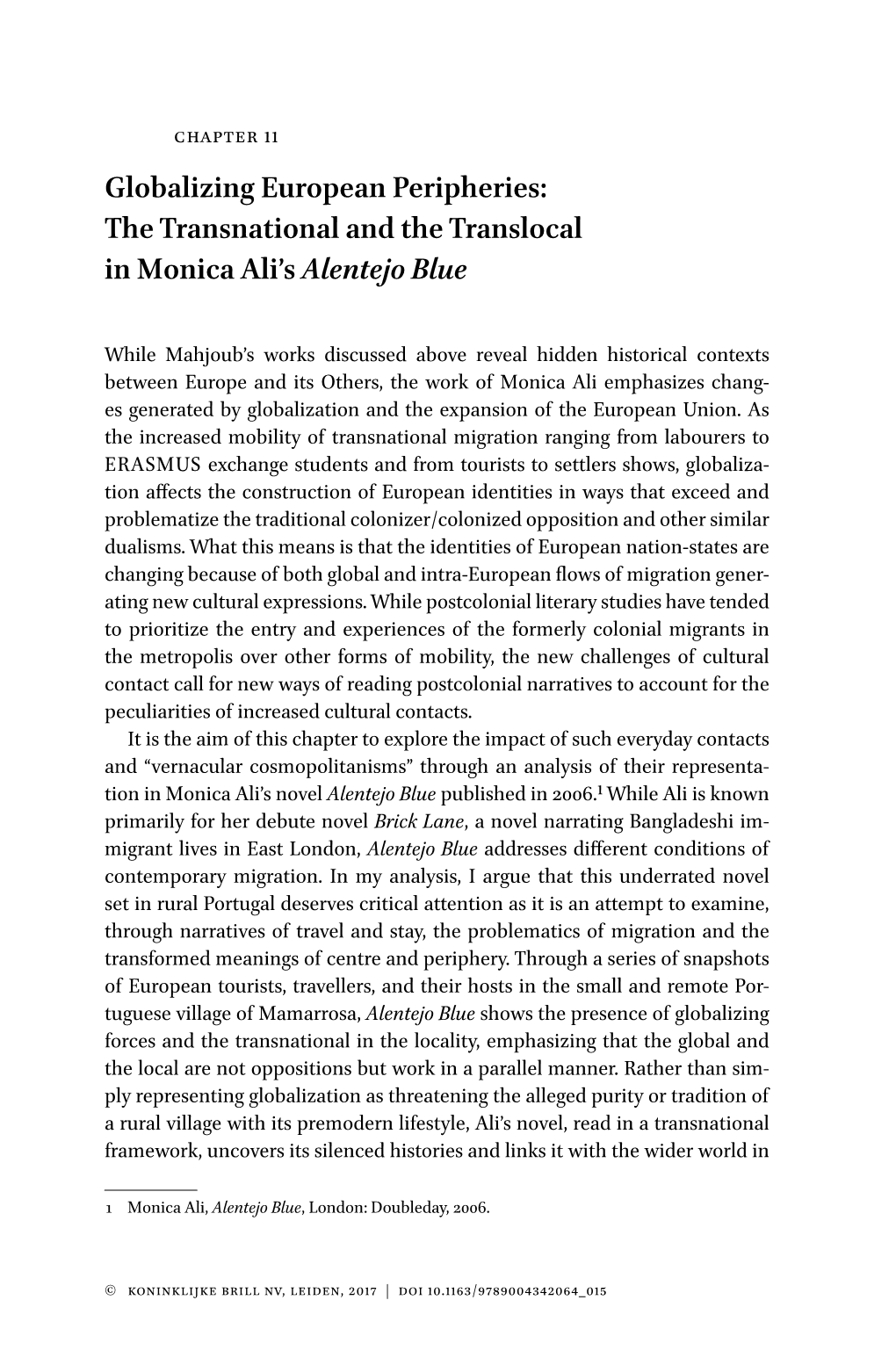 The Transnational and the Translocal in Monica Ali's Alentejo Blue