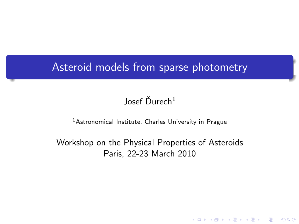 Models from Sparse Photometry Inversion