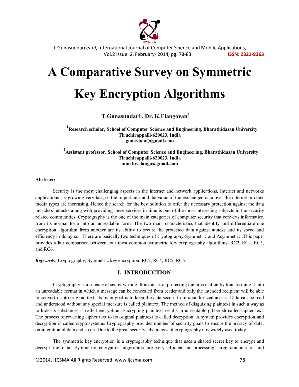 A Comparative Survey on Symmetric Key Encryption Algorithms