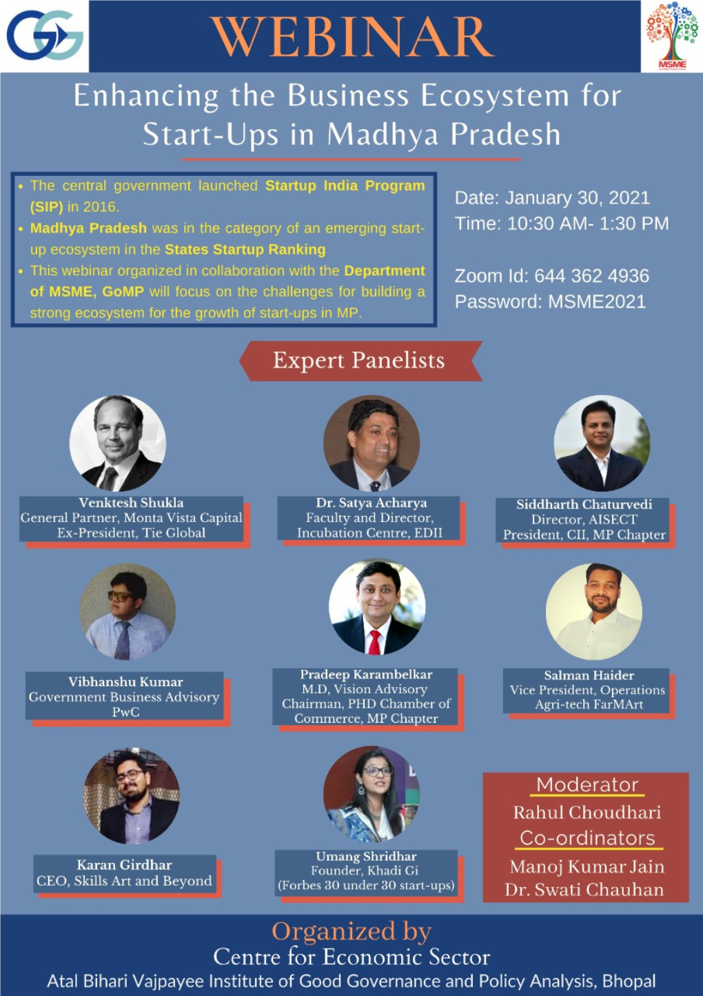 Webinar on Enhancing the Business Ecosystem for Start-Ups in Madhya Pradesh Minute to Minute Schedule