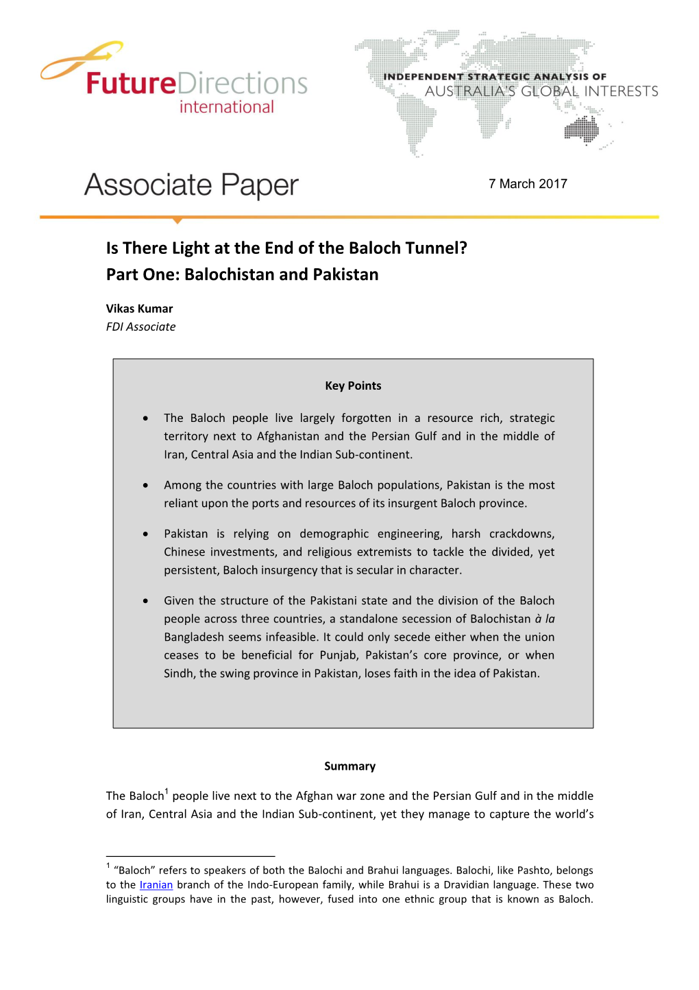 Is There Light at the End of the Baloch Tunnel? Part One: Balochistan and Pakistan