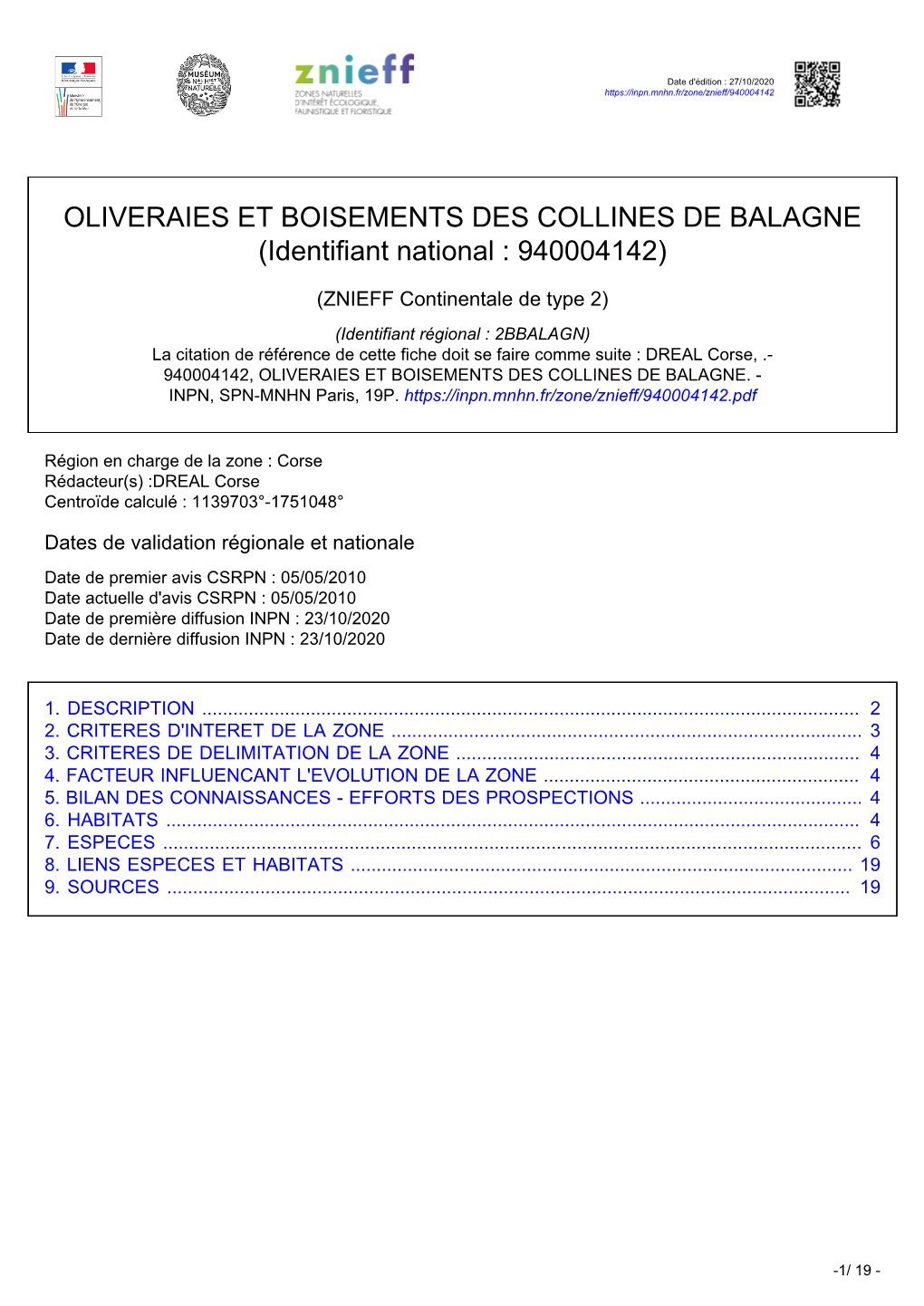 OLIVERAIES ET BOISEMENTS DES COLLINES DE BALAGNE (Identifiant National : 940004142)