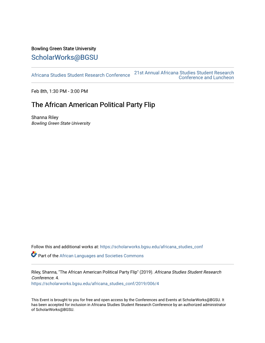 The African American Political Party Flip