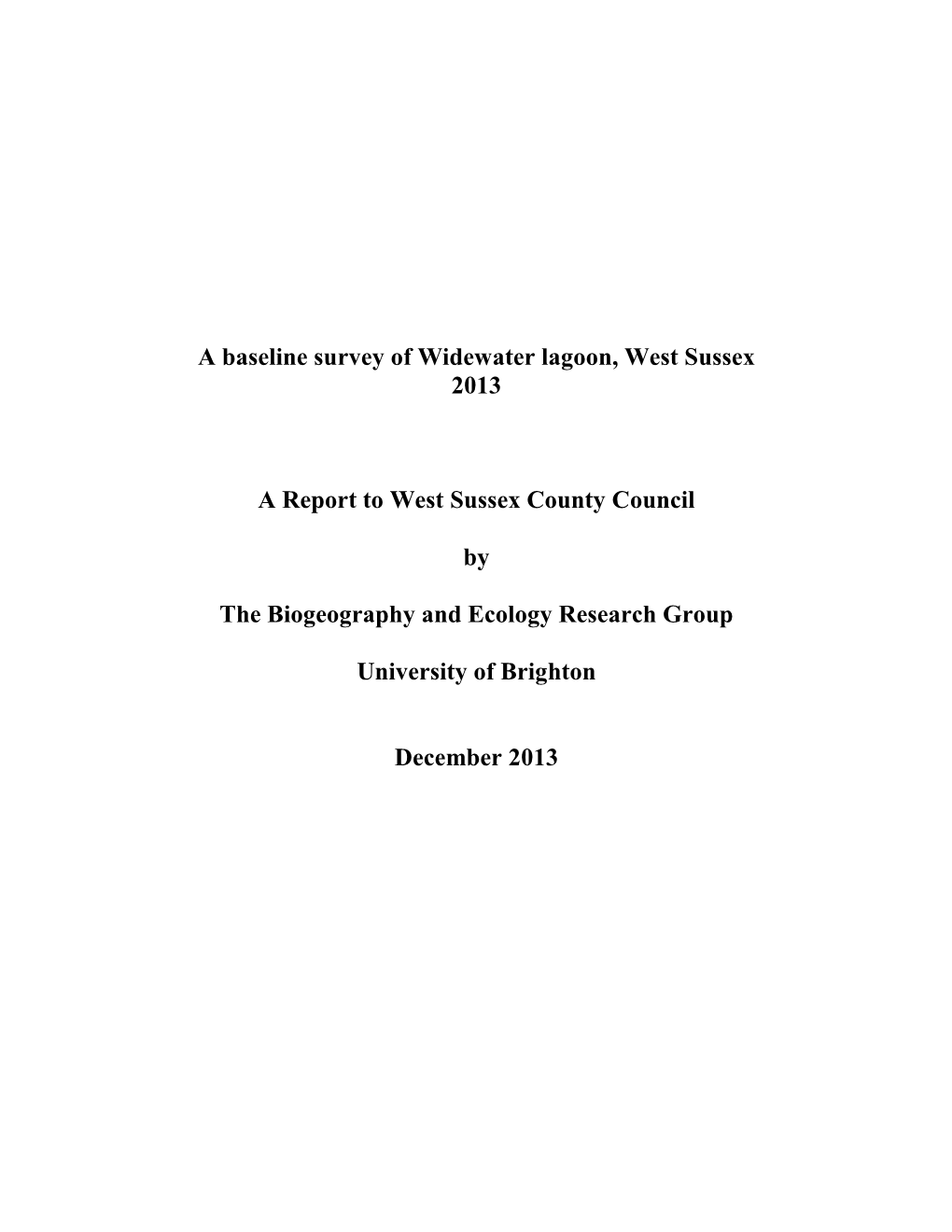 Sussex Saline Lagoon Baseline and Mapping Survey