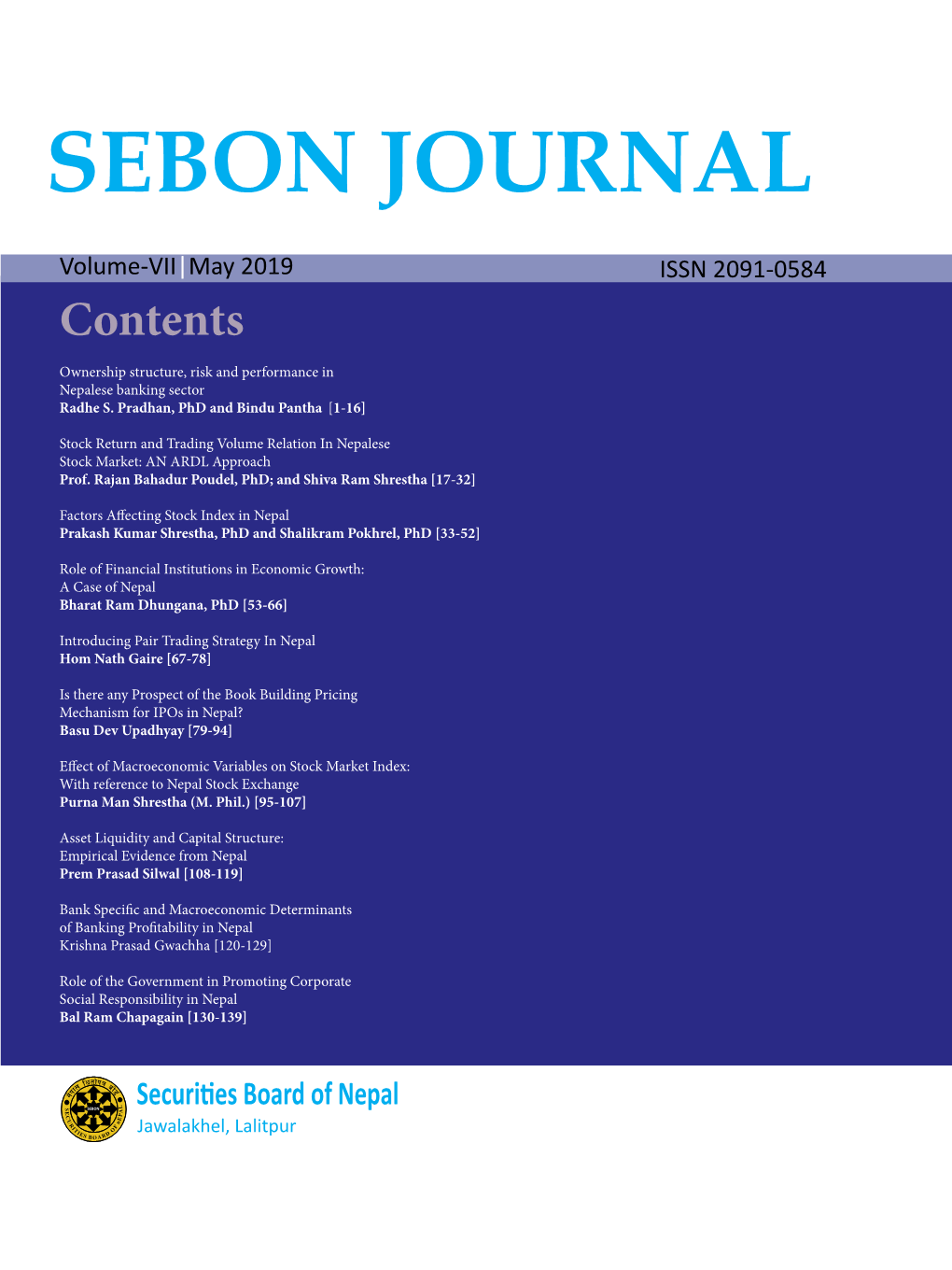 SEBON JOURNAL Securities Board of Nepal