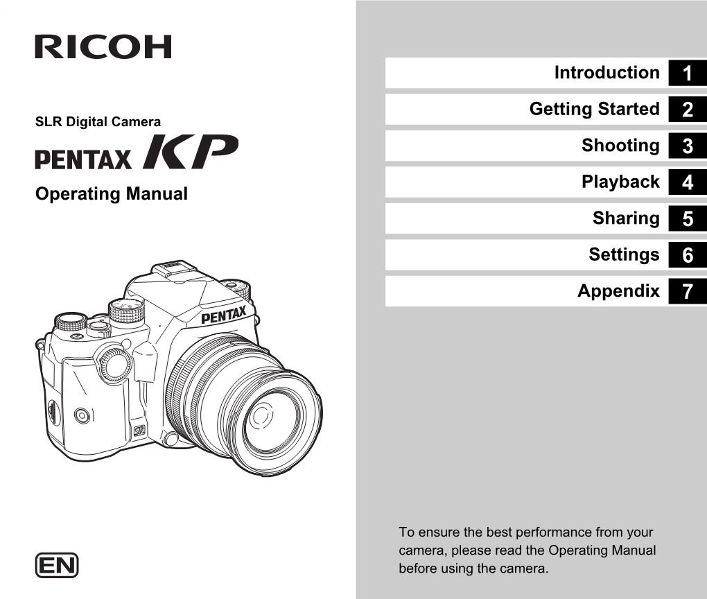 SLR Digital Camera PENTAX KP Operating Manual