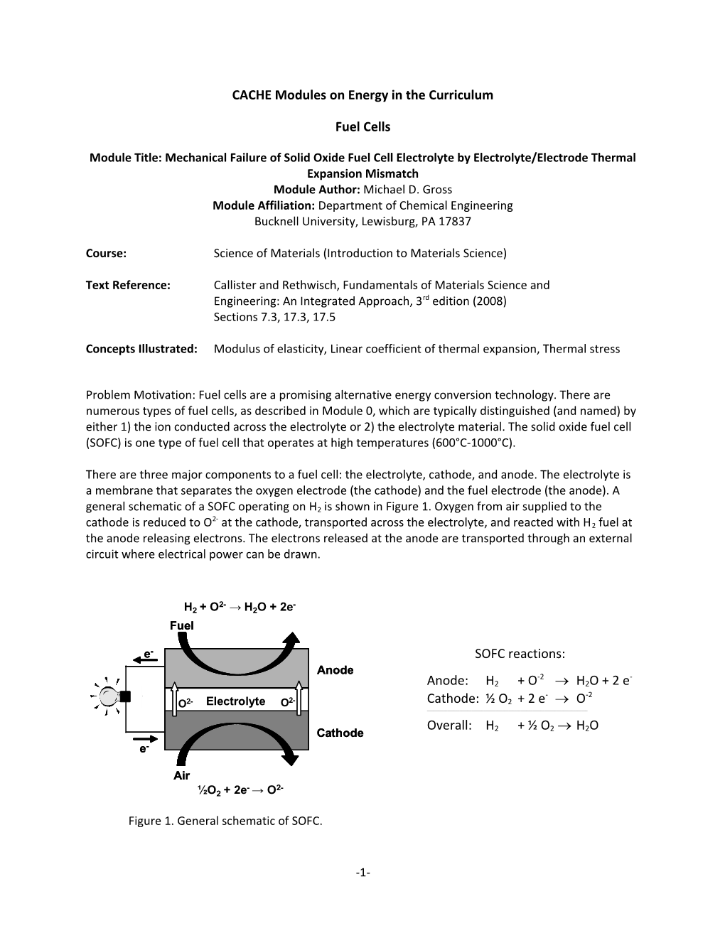 CACHE Modules on Energy in the Curriculum