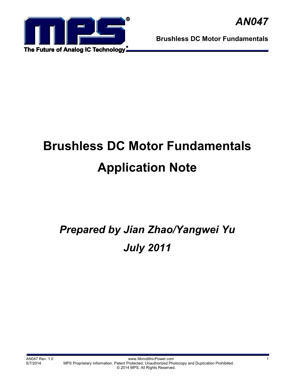 Brushless DC Motor Fundamentals