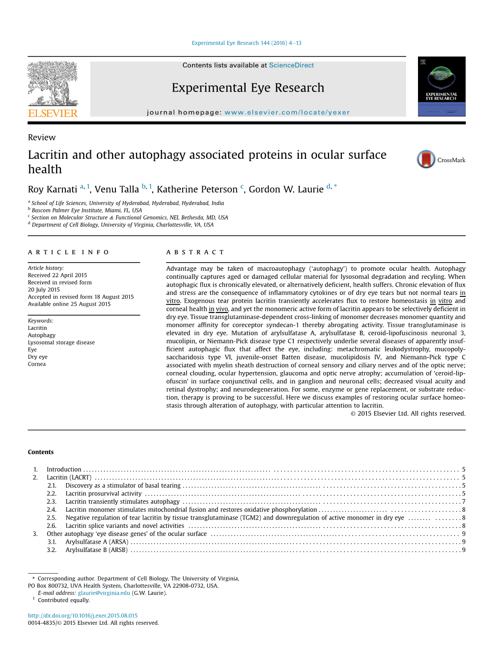 Lacritin and Other Autophagy Associated Proteins in Ocular Surface Health