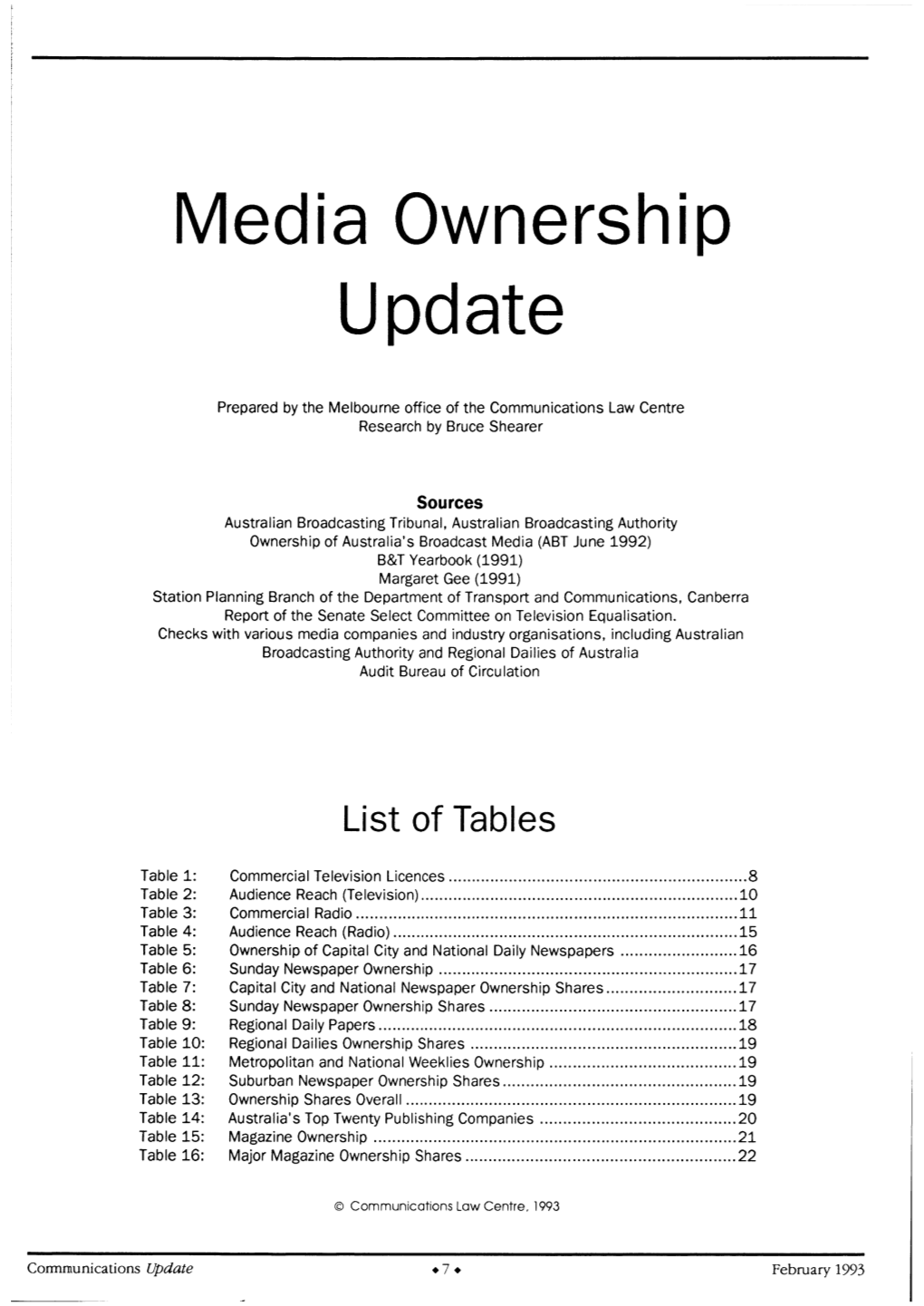 Media Ownership Update